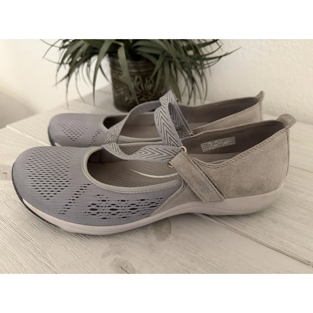 Dansko Sneakers Honor Walking Shoes Women 38 Stone Gray Suede Strappy Leather‎